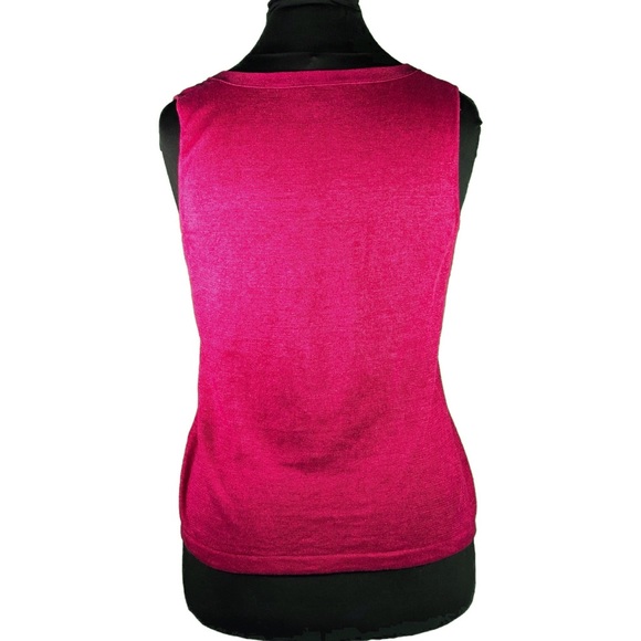 Lafayette 148 Magenta Stretch Knit Linen Sleeveless Shell Tank - Small - Picture 2 of 6
